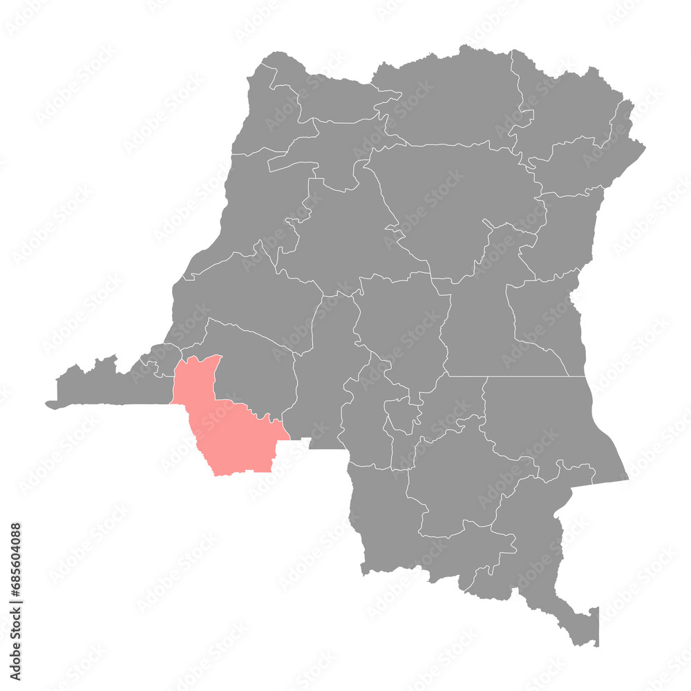 Fototapeta premium Kwango province map, administrative division of Democratic Republic of the Congo. Vector illustration.