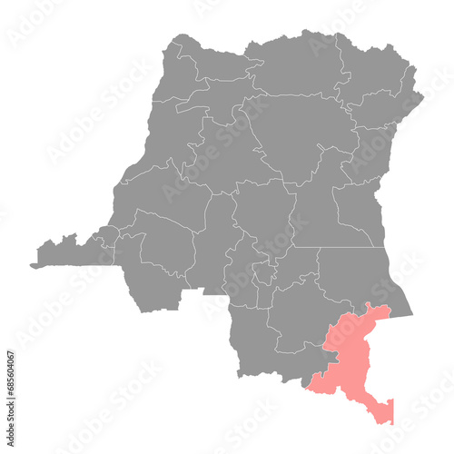 Haut Katanga province map  administrative division of Democratic Republic of the Congo. Vector illustration.