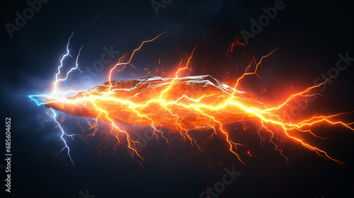 Lightning strike colored 3d rendering element