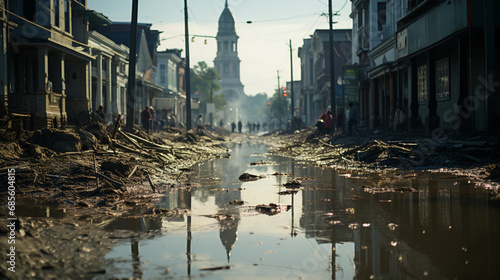 Stadt unter Wasser: Folgen einer Überflutung photo