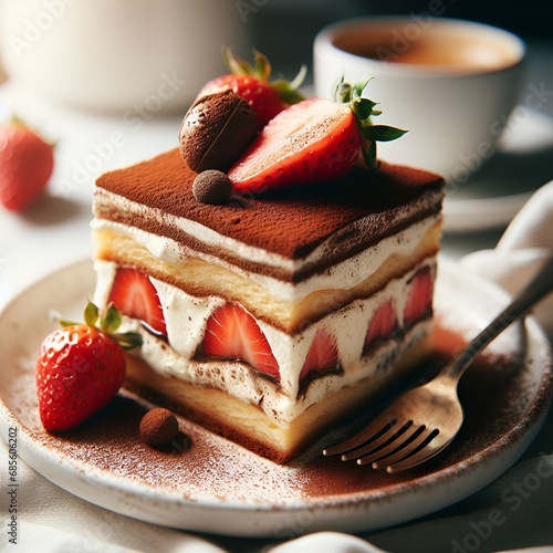 Italien Tiramisu with strawberry photo