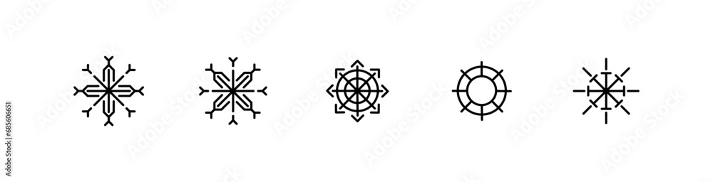 Snowflakes icons. Outline, set of snowflakes for Christmas design, snowflakes icons. Vector icons Snowflakes icons. Outline, set of snowflakes for Christmas design, snowflakes icons. Vector icons