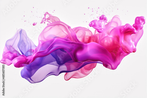 Purple and pink fabric swirling on white background. 