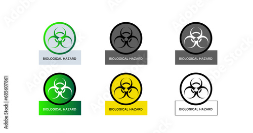 Biological Hazard icons. Different styles, virus icons, Biological Hazard. Vector icons