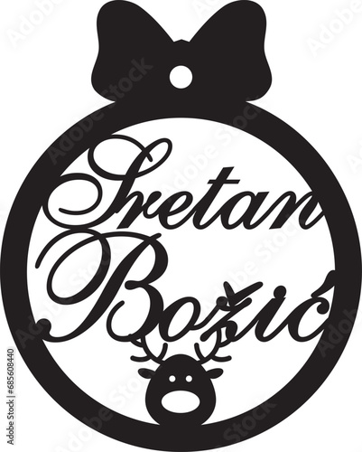 Sretan Bozic kuglica za bor merry christmas ball laser cut