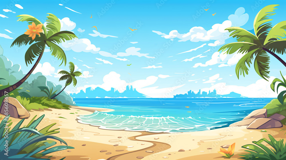 Obraz premium Seaside Serenity Upper View Beach Background Image.