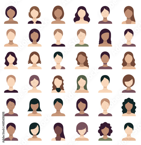 set of women avatars, diversity concept