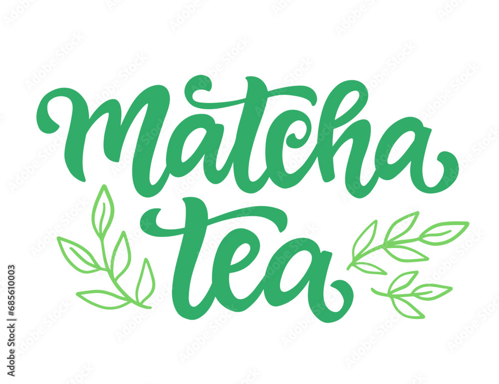 Matcha Tea Inscription Logo Hand Written Lettering Stock Vector | Adobe ...