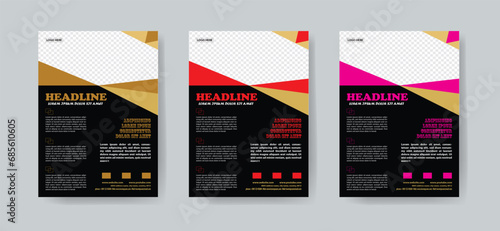 Corporate business flyer template with magenta geometric shapes