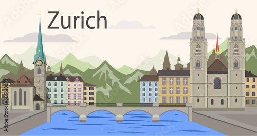 Zurich cityscape with landmarks