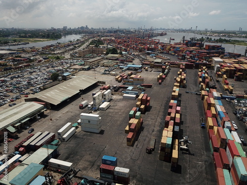 Seaport in Lagos Nigeria where goods from overseas are shipped and offloaded 