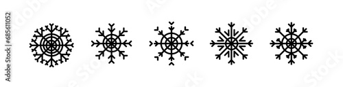 Snowflakes icons. Linear, collection of snowflakes for Christmas design. Vector icons