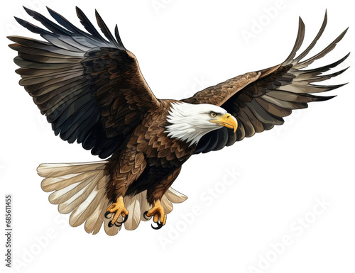 Eagle flying gracefully on transparent background. photo