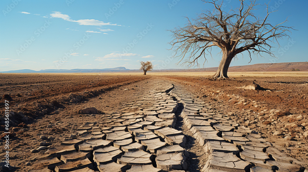 Fototapeta premium Dürreperioden: Trockene Landschaft