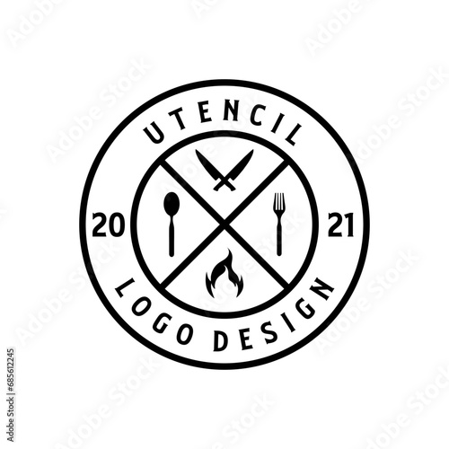 Utensil logo design set in vintage retro style