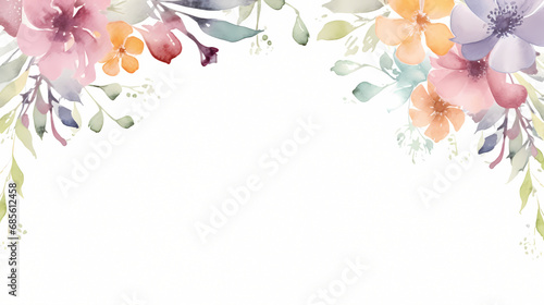 Wildflower frame background with watercolor