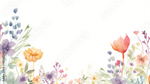 Wildflower frame background with watercolor