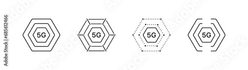 5G signal icons. Linear, 5G icons. Vector icons