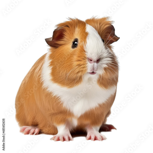 A guinea pig sitting on a white background