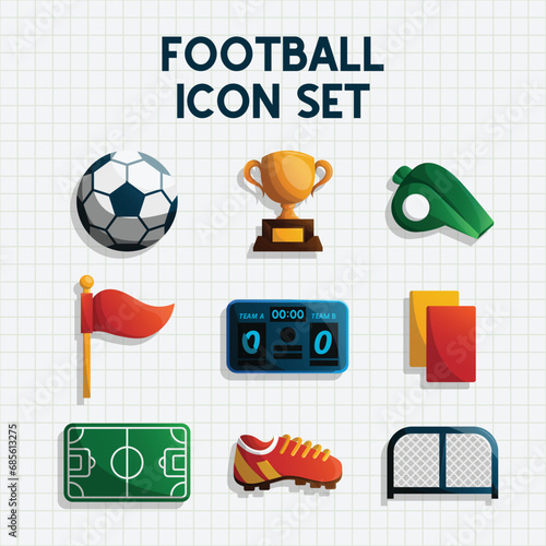football orthogonal icon set