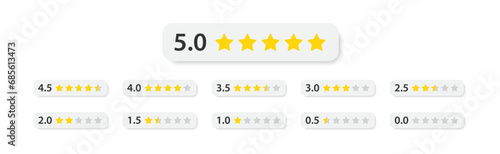 5 star rating icon. Feedback of user symbol. Review quality. Button click. Five star ranking. Best service. Positive vote. Vector illustration.