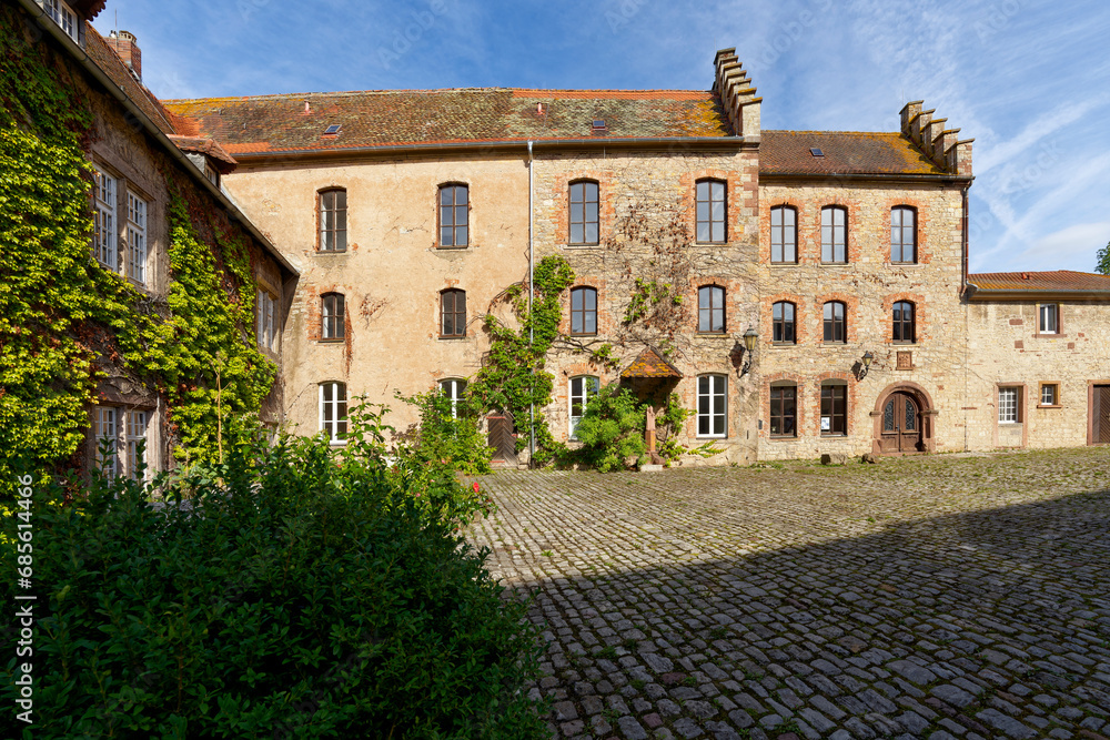  Schloss Saaleck bei der Weinstadt Hammelburg, Landkreis Bad Kissingen, Unterfranken, Franken, Bayern, Deutschland