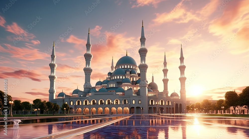 Obraz premium Mosque with beauty sky impressive place of worship