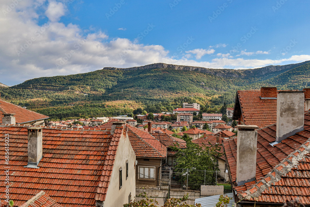 Over the red roof tops of Bulgarian town