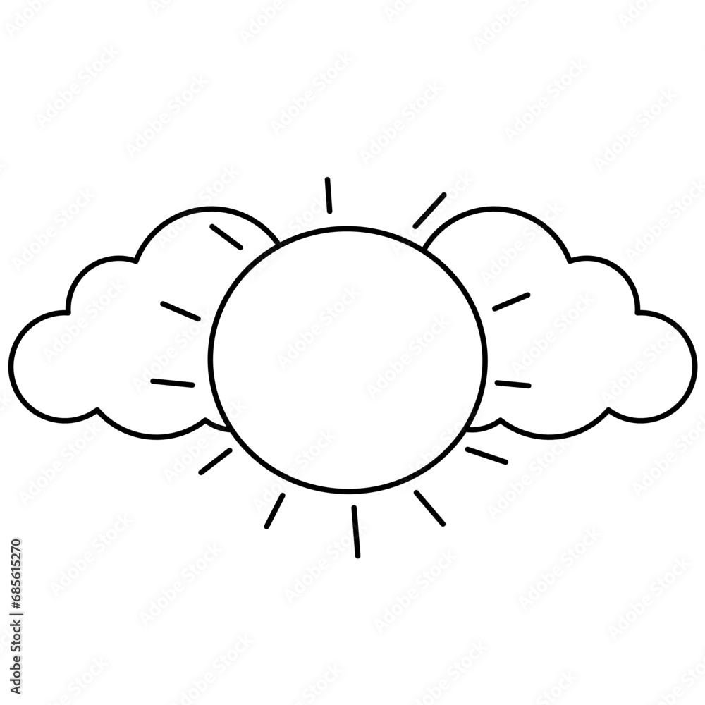 Clouds and sun. Vector. Sar line cartoon. Blank space suitable for text or advertising. Vector illustration Clouds and sun. Vector. Sar line cartoon. Blank space suitable for text or advertising. Vector illustration