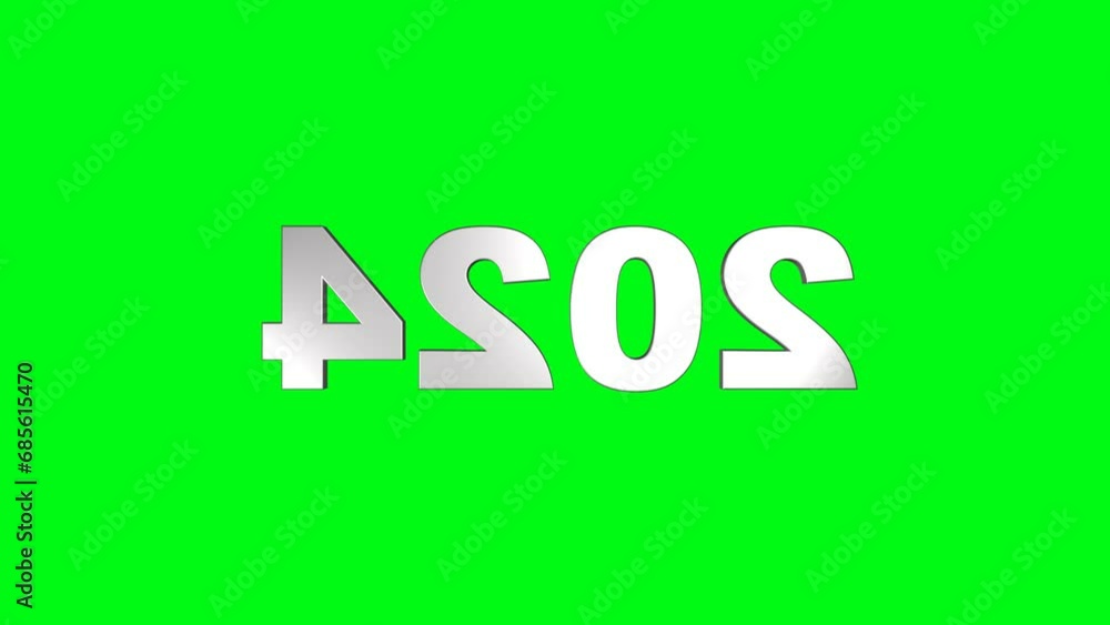 text 2024 new year silver shine y2k trend letters and reflection. 3d rendering rotating on greenscreen 4k seamless looped animation. text 2024 new year silver shine y2k trend letters and reflection. 3d rendering rotating on greenscreen 4k seamless looped animation.