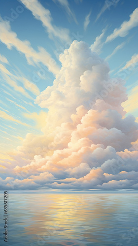Refreshing Blue and White Clouds anime illustration 