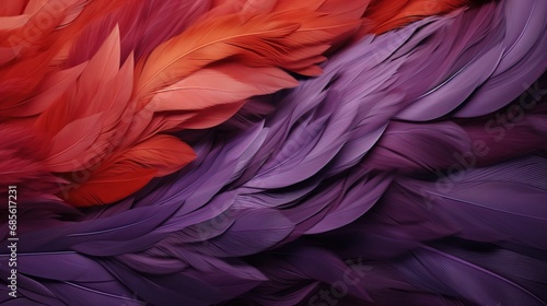 Red and purple macaw fur background. Created with Ai