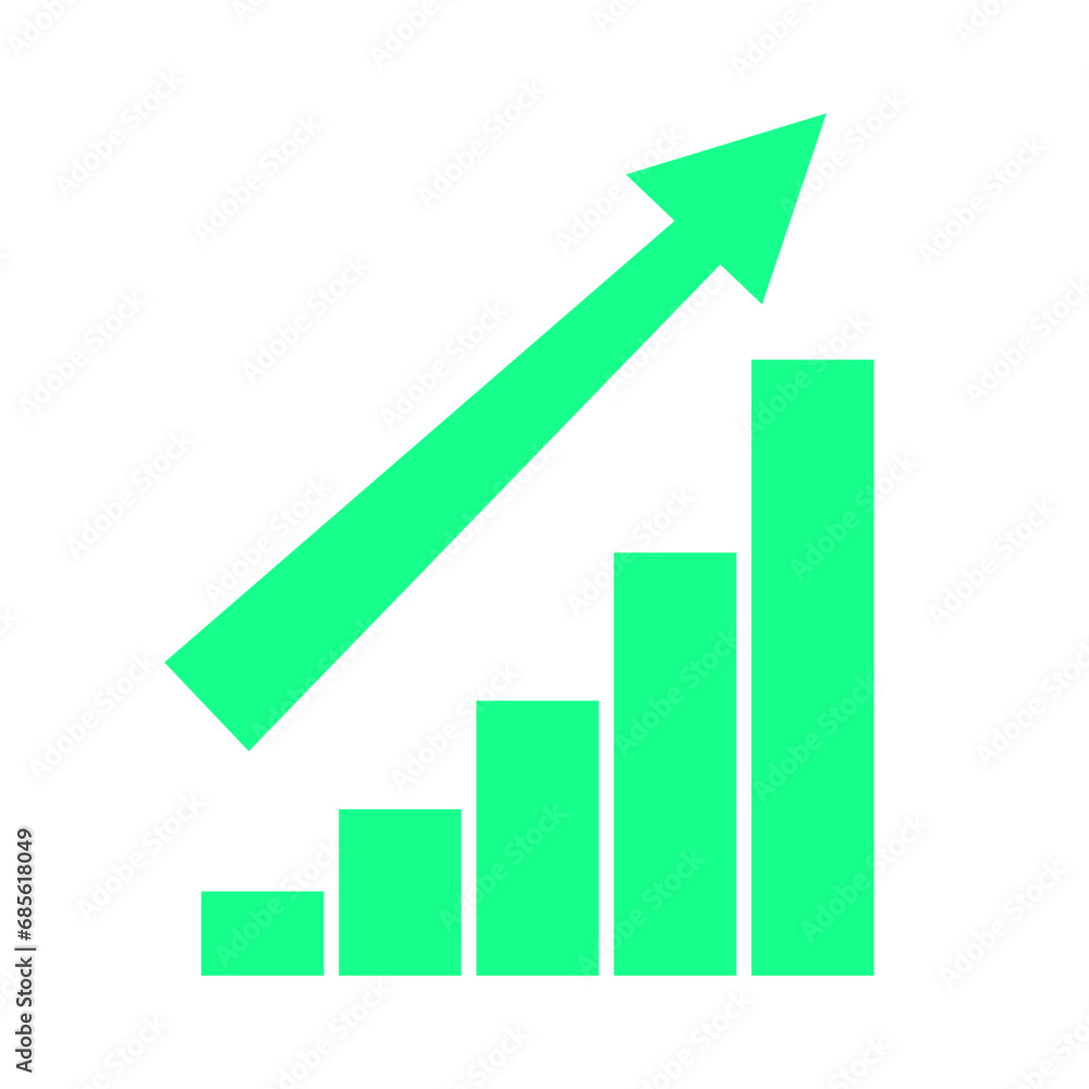 Graph growing up. Efficiency of growth progress, vector illustration Graph growing up. Efficiency of growth progress, vector illustration