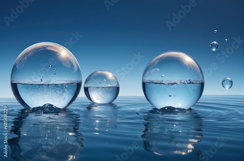 cosmetic moisturizer bubble on water surface  Cosmetic Essence  Liquid bubble  Molecule inside Liquid Bubble on water background