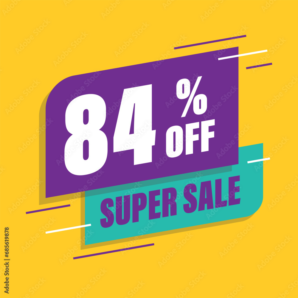 Eighty four 84% percent purple and green sale tag vector Eighty four 84% percent purple and green sale tag vector
