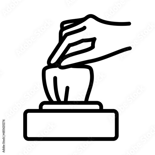 Hand antibacterial wipe line icon. Hand with wet wipe outline vector icon. Hand pulling wet tissue icon, wash and hygiene, hand tissues sign, vector graphics. Linear style sign for mobile concept and