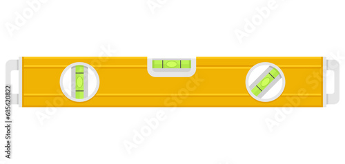 Yellow bubble level in flat style