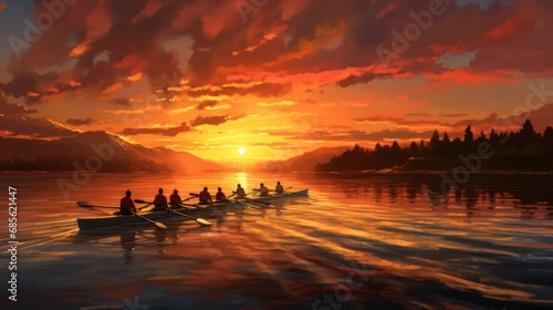 Rowing Sports In the Sunset © Left