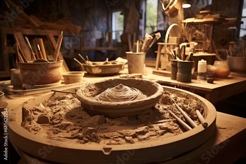 The focal point in the ceramics studio is unquestionably the potter's wheel photo