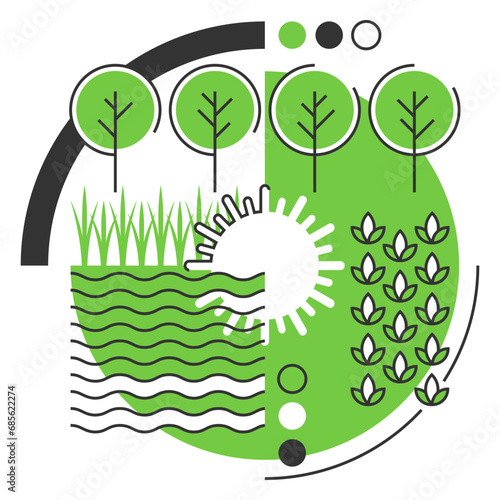 Sustainable Agriculture decoration in 2 colors