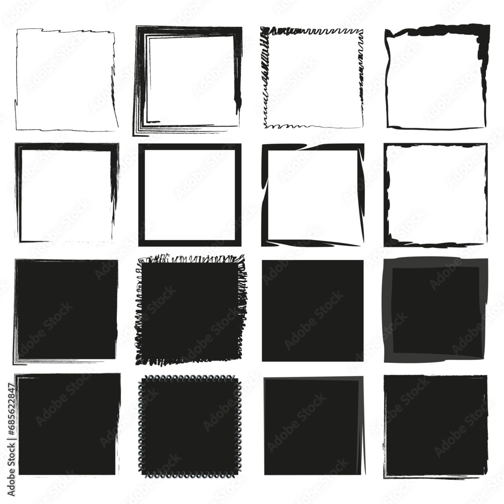 Set of grunge square. Vector illustration. PS 10. Set of grunge square. Vector illustration. PS 10.