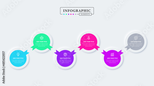 Business infographic template with six steps or options