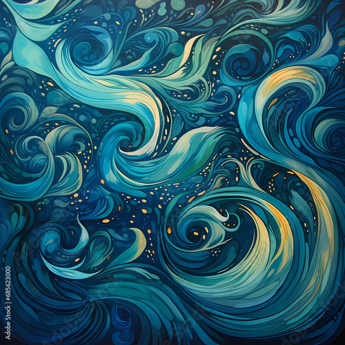 an abstract pattern inspired by the tangled and flowing forms found in the depths of the ocean