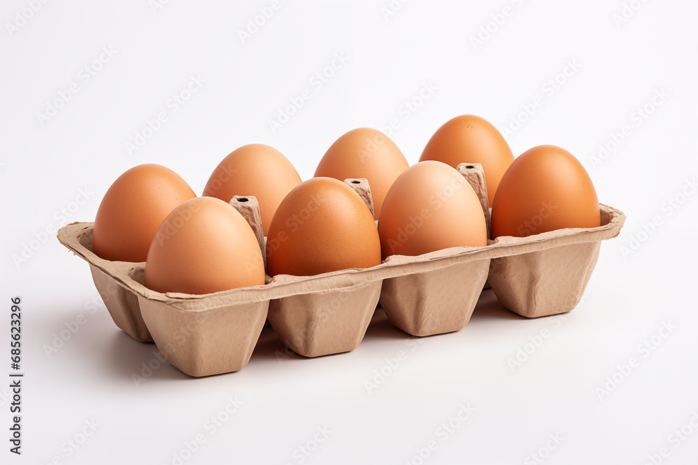 eggs in a close-up view in a cardboard package eggs in a close-up view in a cardboard package