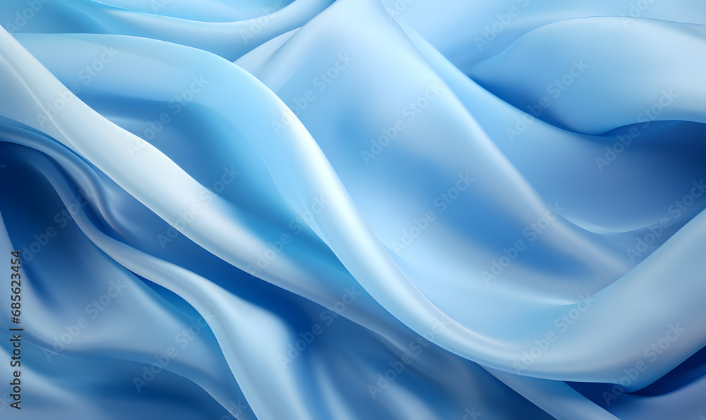 blue silk backgrounds, photorealistic details, soft and dreamy depictions, monochromatic abstraction, shaped canvas
