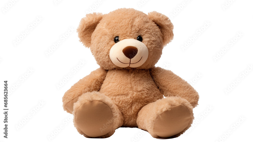 A teddy bear isolated on a transparent background, PNG image with background removed, Created with Generative Ai technology.