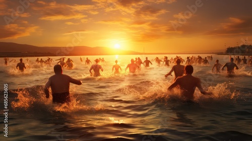 Swimming Competition In the Sunset
