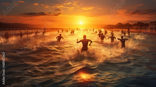 Swimming Competition In the Sunset