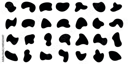 Collection of organic blob shapes. Form organic amoeba clumps. Collection of irregular round stain shape graphic elements. Collection of abstract liquid elements