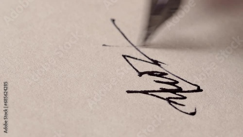 Signature on old paper with vintage fountain pen